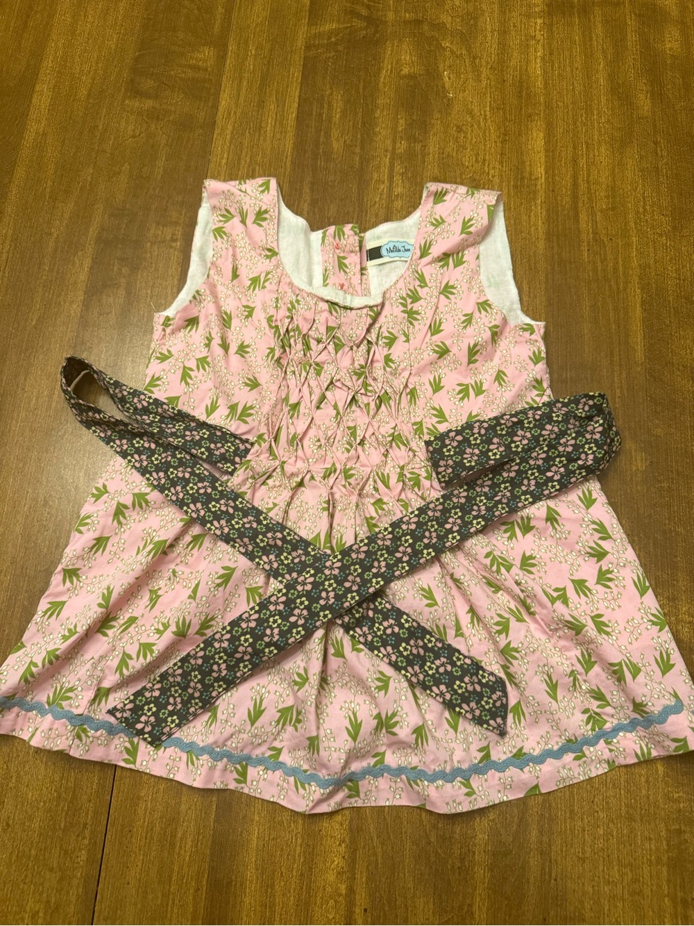 Matilda Jane Pink Floral Smocked Girls' Tank with Decorative Sash